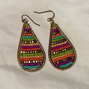 Multicolor Beaded Teardrop Earrings